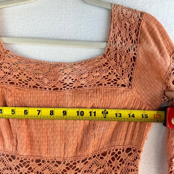 Free People Dress Womens 4 Small Sunrise Distress Tie Dye Boho Cottage Ruffle - Picture 7 of 13